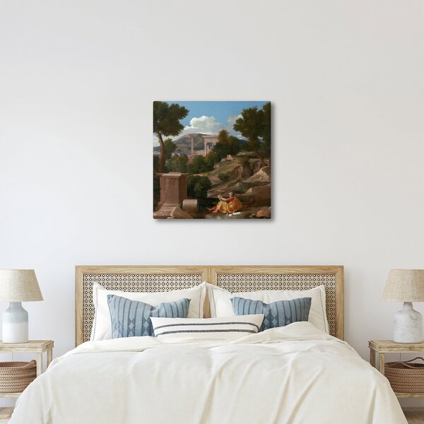 Obraz - Nicolas Poussin, Landscape with Saint John on Patmos, reprodukce (30x30 cm)