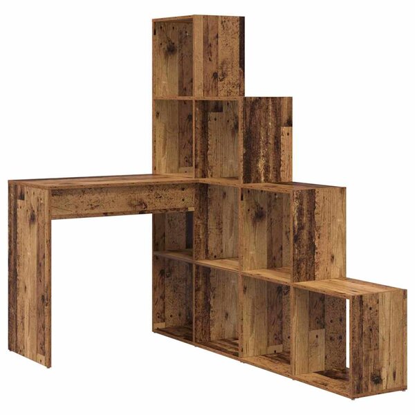 Rohový psací stůl s policí Staré dřevo 101,5 x 149,5 x 149,5 cm 3337247