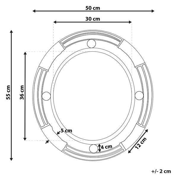 Zrcadlo MOULINS 50 cm 55 cm Kov Černá