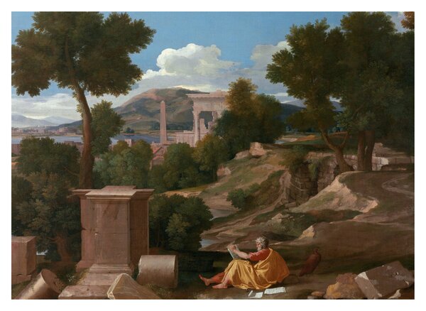 Obraz - Nicolas Poussin, Landscape with Saint John on Patmos, reprodukce (70x50 cm)
