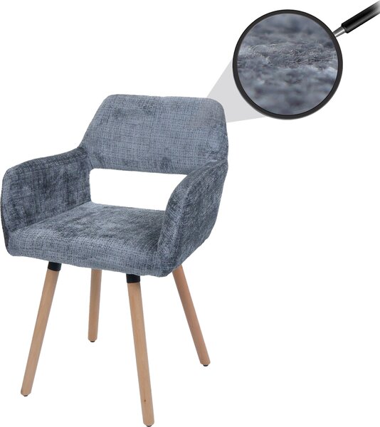 Jídelní židle HWC-A50 II, židle kuchyňská židle čalouněná židle, dřevo látka/textil šenil (465g/m²) tmavě šedá