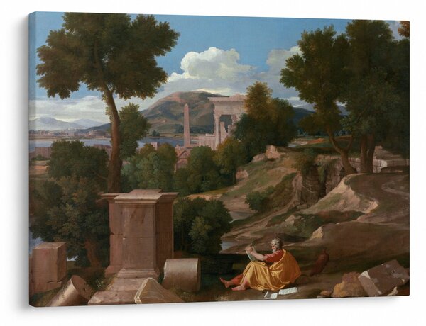 Obraz - Nicolas Poussin, Landscape with Saint John on Patmos, reprodukce (70x50 cm)