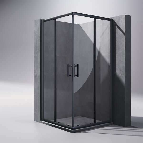 SONNI 70x70x195cm černý rohový sprchový kout posuvné dveře sprchový kout dvojité sprchové dveře rohový vstup ESG skleněný sprchový kout