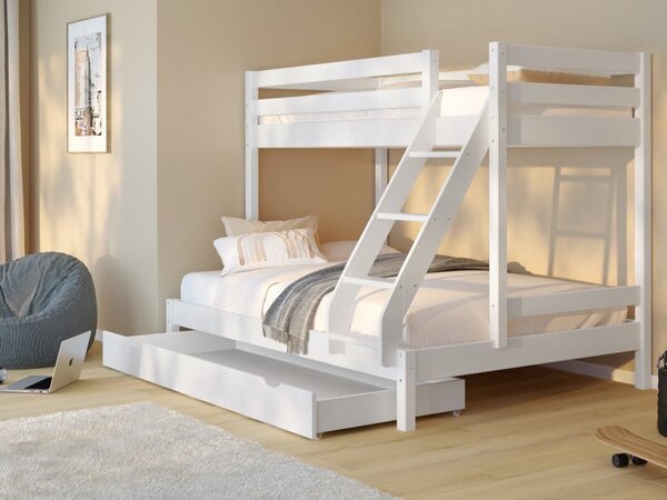 Patrová postel pro 3 Harry - bílá Bílá 140x200 cm