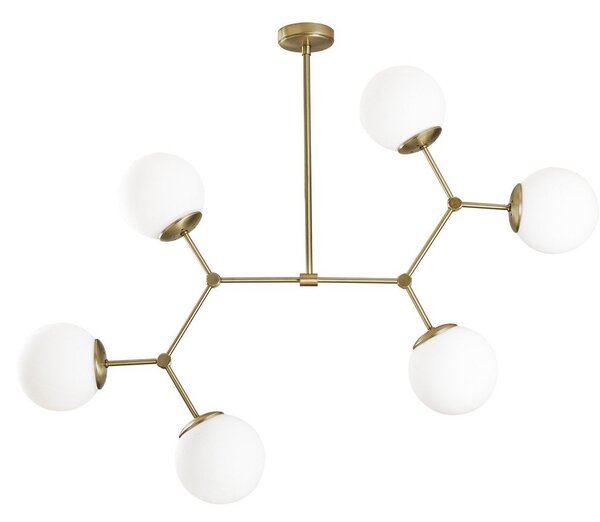 Bílé/v mosazné barvě závěsné svítidlo se skleněným stínidlem Damar – Opviq lights