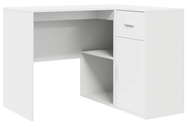 Rohový psací stůl se zásuvkou s policí Bílá 102 x 88 x 75 cm 3337273