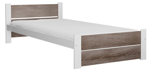 Postel IKAROS DOUBLE 90 x 200 cm, bílá/dub lanýž s laťkovým roštem