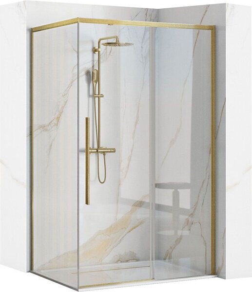 Sprchový Kout Rea Solar 100X80 Brush Gold + Sprchová Vanička Savoy White