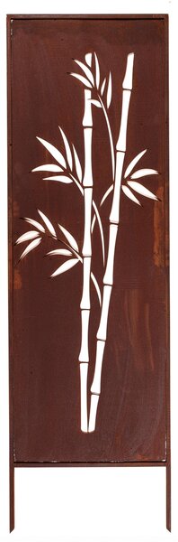 Zahradní Paraván z Ušlechtilé Rzi 160x50 cm s Výřezy Bambusu