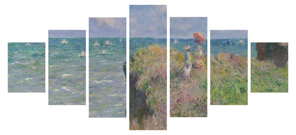 Obraz - Claude Monet, Cliff Walk at Pourville, reprodukce (210x100 cm)
