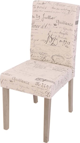 Littau jídelní židle, kuchyňská židle Židle, látka/textil s certifikátem MVG krémový nápis, hnědé nohy