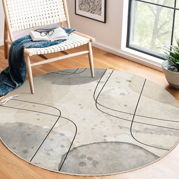 Béžový pratelný kulatý koberec ø 100 cm Simple Lines – Mila Home