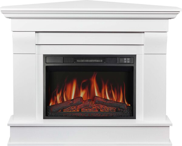 ArtiFlame Elektrický krb Albion Corner AF23S Elektrický rohový krb s ohřevem 1800W realistický 3D efekt plamene LED osvětlení Dálkové ovládání Bílá barva
