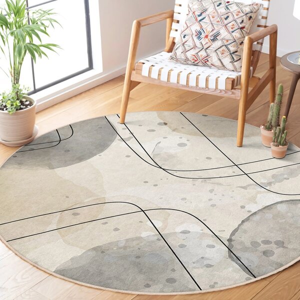 Béžový pratelný kulatý koberec ø 100 cm Simple Lines – Mila Home