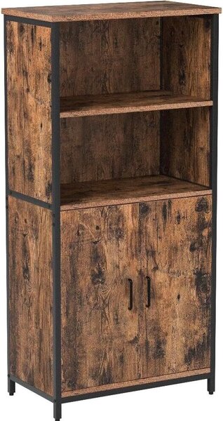 VASAGLE knihovna, regál, kanceláský regál, kuchyská skíka se 2 otevenými pihrádkami, nastavitelná úrove polic ve skíce, multifunkní, prmyslový design