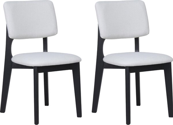 ByLIVING jídelní židle set 2 ELSA / tkaná látka béžová / rám z masivního dřeva černý / š 48, v 87, hl 54 cm