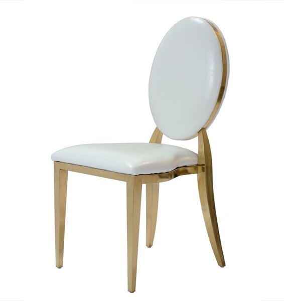 Americká svatební židle Glamour O-back, bílá