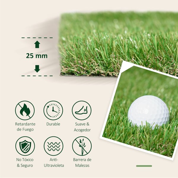 Umělá tráva Outsunny 3x1m s výškou trávy 25mm - syntetická tráva pro zahradu a terasu | Aosom