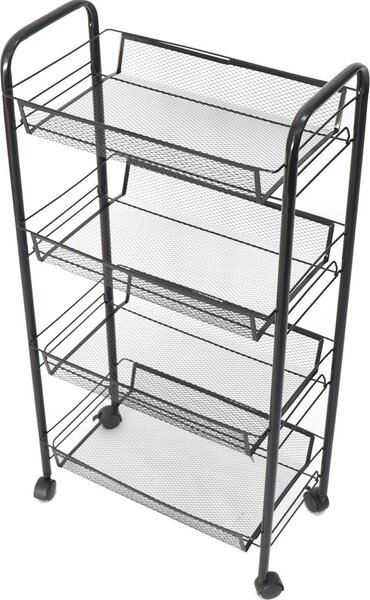 Rolling Storage Cart Vrstvené úloné police Multifunkní pohyblivé koe na zeleninu Kuchyské police erné tyi vrstvy
