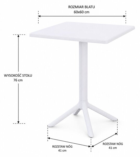 Zahradní stolek Solo PP, venkovní stůl 60 x 60 cm – bílý