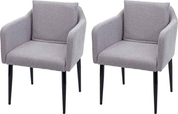 Sada 2 jídelních židlí HWC-H93, kuchyňská židle křeslo židle látka/textil světle šedá