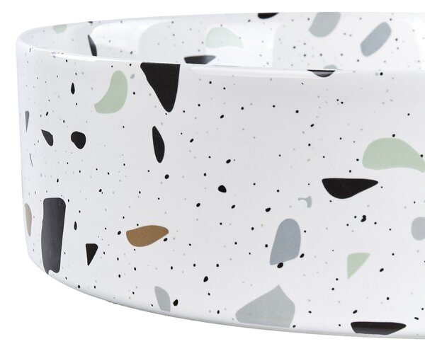 Umyvadlo na desku NULES Bílé terrazzo ⌀ 40 cm Keramika