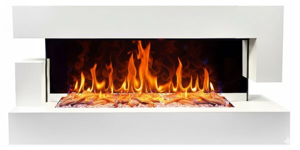 CHEMIN'ARTE – Elektrický nástěnný krb Quartz 3XL 152 cm – bílý s LED efektem plamenů, programovatelným topením, dálkovým ovládáním