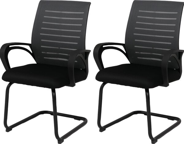 Sada 2 jídelních židlí HWC-K51, židle s područkami, látka/textil (250 g/m²) šedá, černý rám
