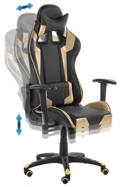 Herní křeslo KNIGHT Umělá kůže Zlatá