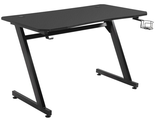 HOMCOM Herní stůl 120x65x74,5 cm Ergonomický herní stůl pro PC s držákem na hrníček a háčkem na sluchátka | Aosom