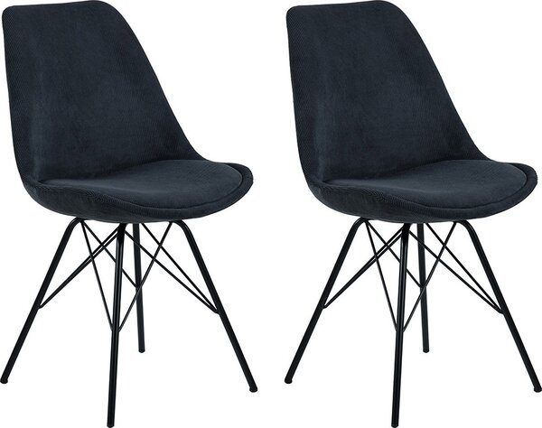 Jídelní židle z manšestrové tkaniny Smuk Erina Dark Blue - 2 kusy