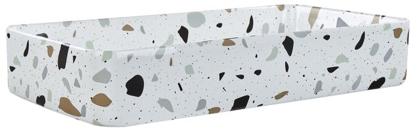 Umyvadlo na desku NULES Bílé terrazzo 61 x 35 cm Keramika