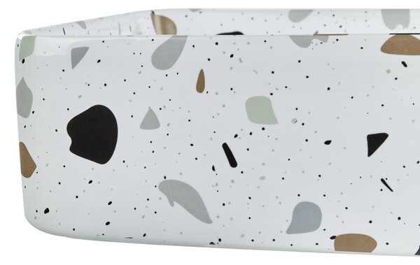 Umyvadlo na desku NULES Bílé terrazzo 61 x 35 cm Keramika