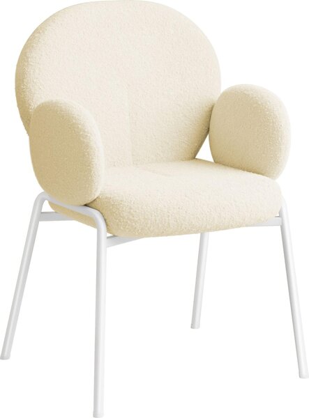 Tectake® Scandi židle, čalouněná potahem bouclé, nosnost 120 kg, 61,5 x 62 x 90 cm