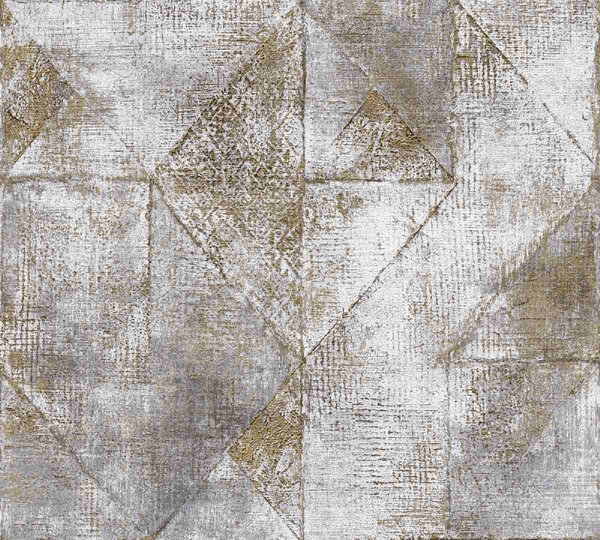 A.S. Création | Vliesová tapeta na zeď Profitex 2022 38976-4 | 0,53 x 10,05 m | bílá, zlatá, šedá