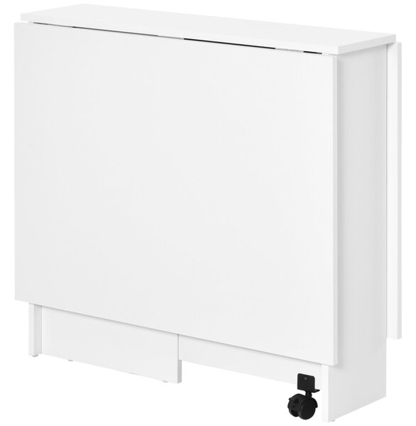 HOMCOM Skládací Jídelní Stůl s Kolečky, Sklopné Křídla a Police pro 4-6 Osob 75x140x74 cm Bílý | Aosom
