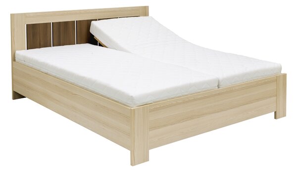Postel AURA + 2 polohovatelné lamelové rošty Šířka 180 cm, Akácie skořice