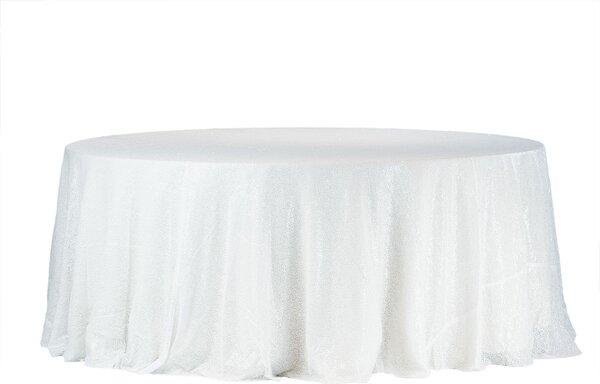Okrasný obrus s flitry bílý Průměr 340 cm