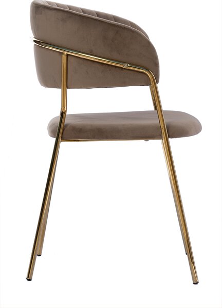 Židle Glamour VELVET s pozlacenými nohami - cappuccino
