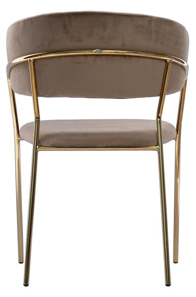 Židle Glamour VELVET s pozlacenými nohami - cappuccino