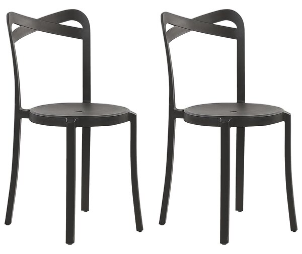 Sada 2 jídelních židlí plastových černých CAMOGLI