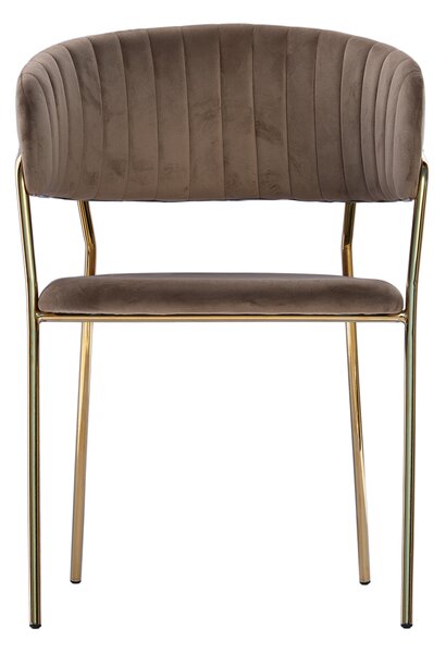 Židle Glamour VELVET s pozlacenými nohami - cappuccino