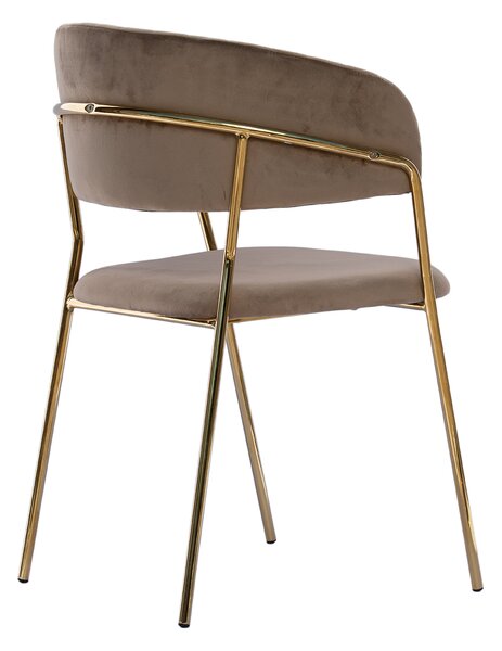 Židle Glamour VELVET s pozlacenými nohami - cappuccino