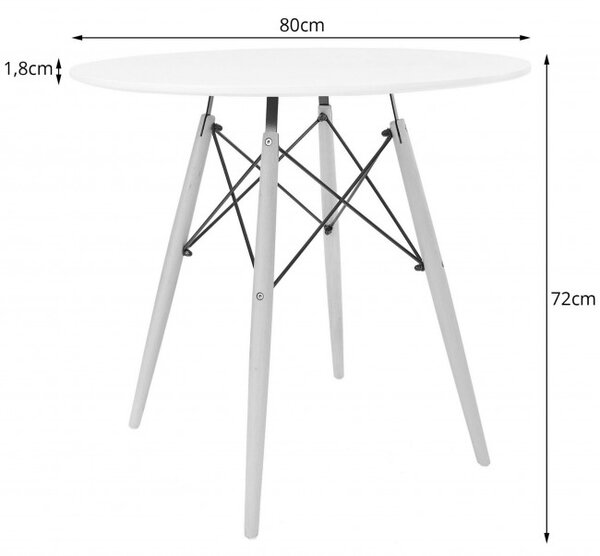 Kulatý stůl TODI 80 cm bílo černý