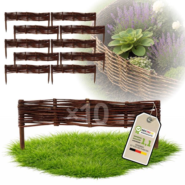 Floranica 10 kusů Vrbový plot 10 cm x 60 cm – Zahradní plot z vrbového proutí Palisáda Přírodní oplocení Ohraničení záhonu