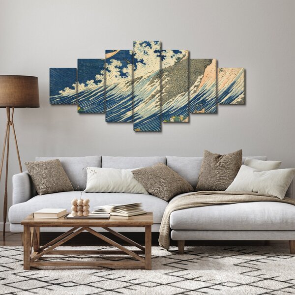 Obraz - Katsushika Hokusai, Fishing Boats at Choshi in Shimosa (Soshu Choshi), reprodukce (210x100 cm)