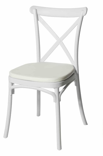 Boho rustikální kuchyňská židle - bílá