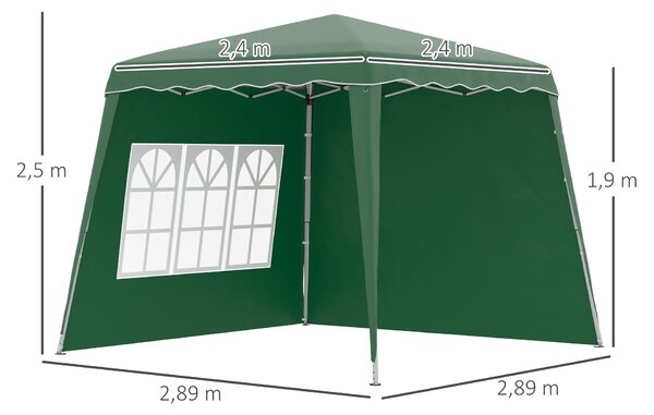 Outsunny Skládací Pavilon s Pop-Up Designem 3x3m se 2 Bočními Stěnami, Nastavitelnou Výškou a Nosným Sáčkem, Ochrana UV50+ Voděodolný Altán pro Kempov