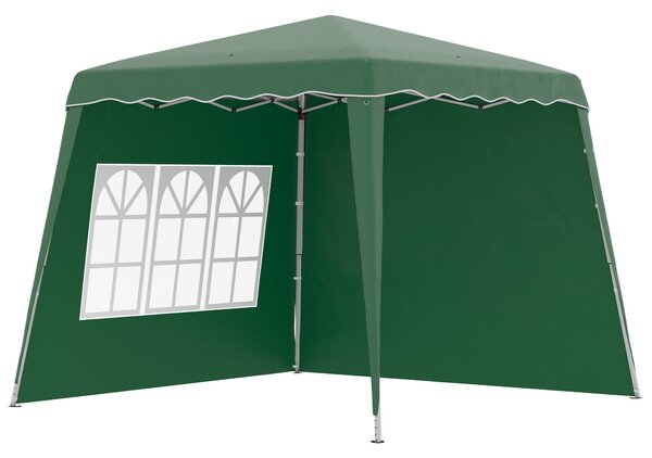 Outsunny Skládací Pavilon s Pop-Up Designem 3x3m se 2 Bočními Stěnami, Nastavitelnou Výškou a Nosným Sáčkem, Ochrana UV50+ Voděodolný Altán pro Kempov