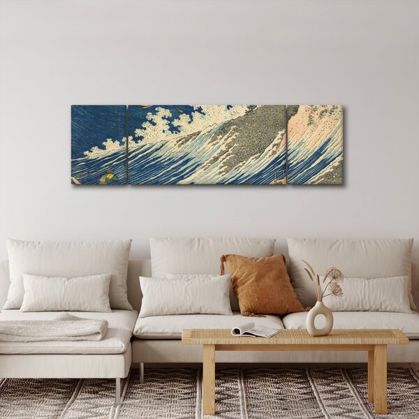Obraz - Katsushika Hokusai, Fishing Boats at Choshi in Shimosa (Soshu Choshi), reprodukce (170x50 cm)